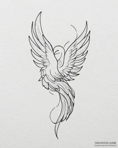 Tat tattoo sketch, minimalist bird outline wi... - эскиз тату (№1753126637_0, 21.07.2025 19:37) — Tatufoto.com