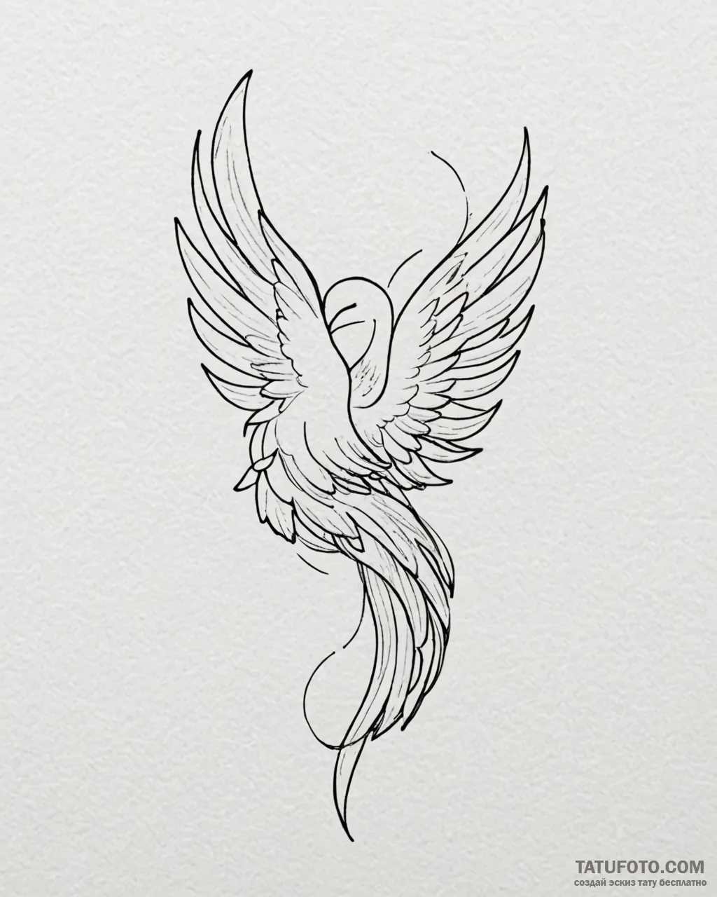 Tat tattoo sketch, minimalist bird outline wi… — эскиз тату (№1753126637_0, 21.07.2025 19:37) — Tatufoto.com