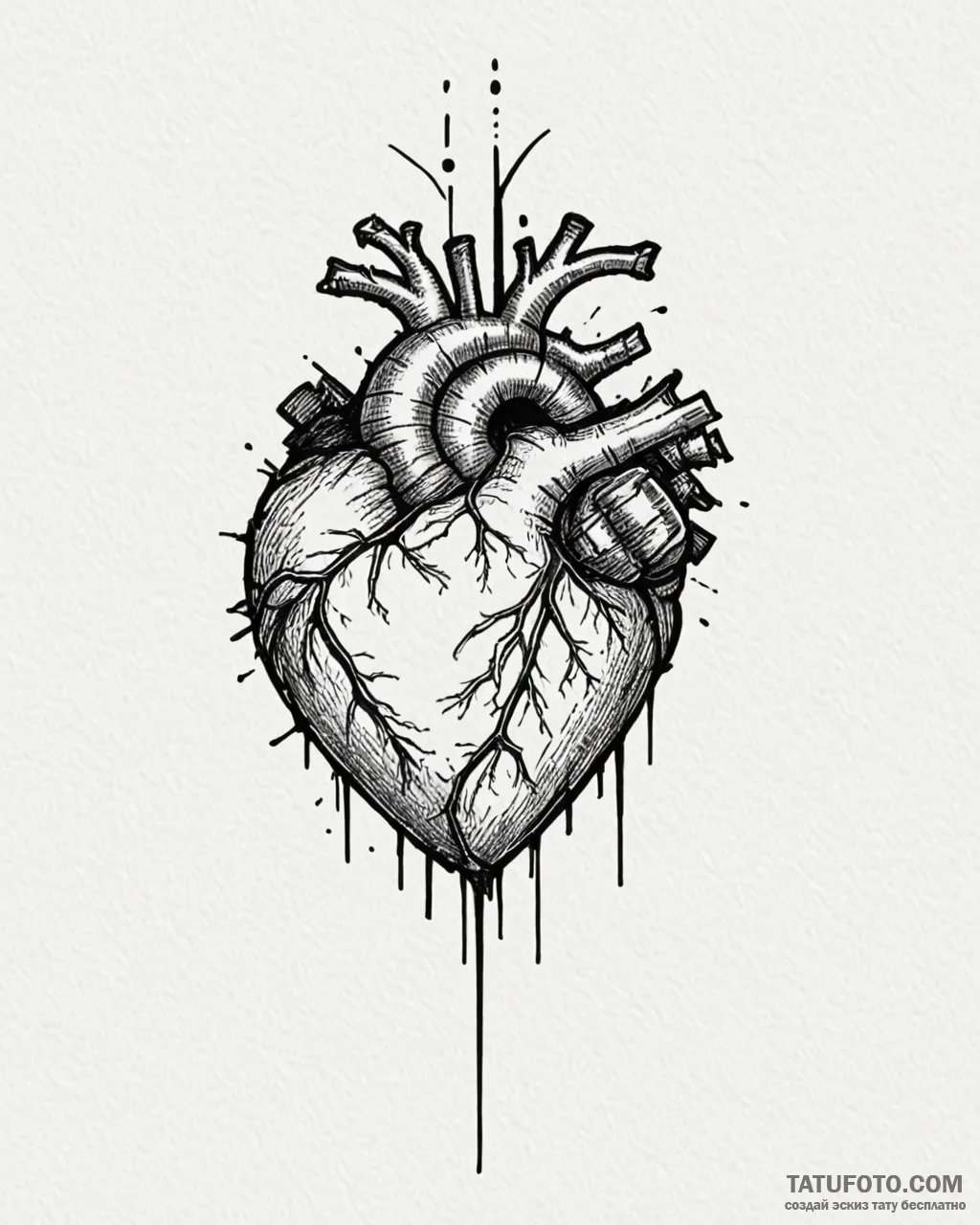 Tat tattoo sketch, pixelated heart with glitc... - эскиз тату (№1753127144_0, 21.07.2025 19:45) — Tatufoto.com