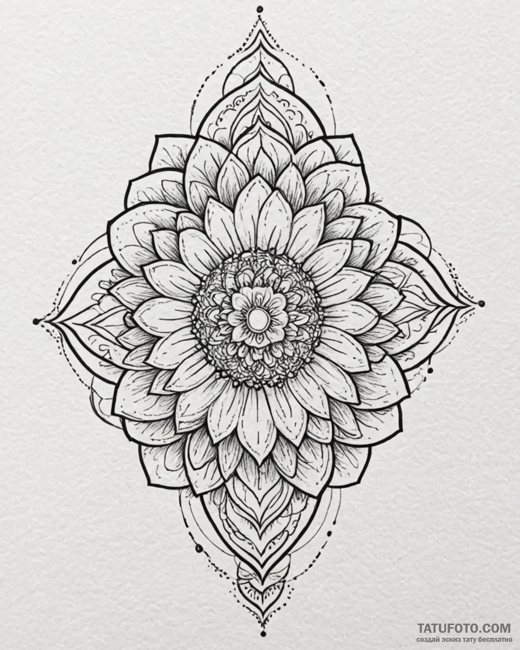 Tat tattoo sketch, minimalist geometric flowe... - эскиз тату (№1753127398_0, 21.07.2025 19:49) — Tatufoto.com