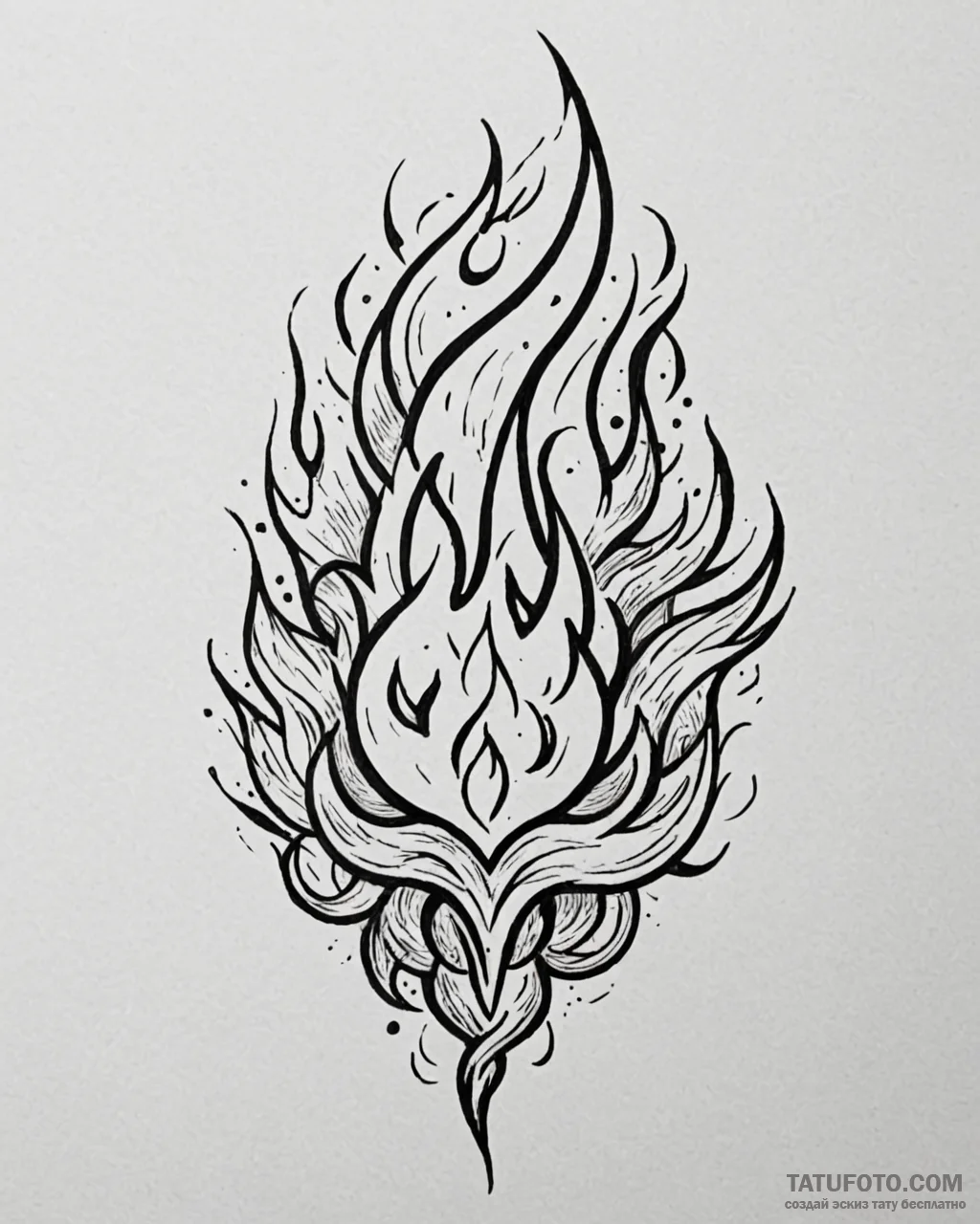 Tat tattoo sketch, fire elemental with tribal… — эскиз тату (№1753127569_0, 21.07.2025 19:52) — Tatufoto.com