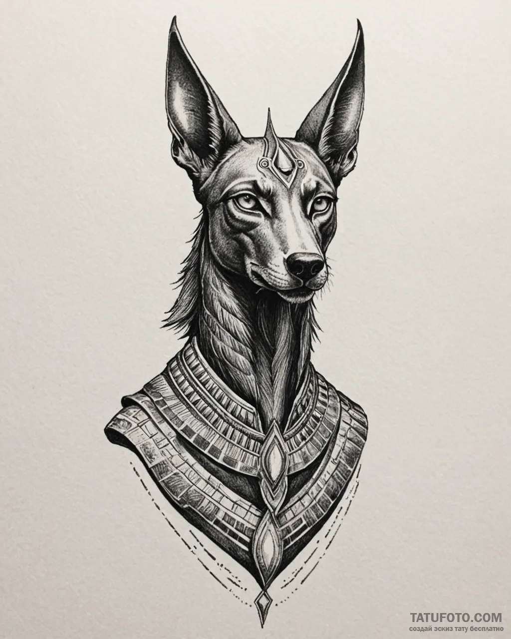 Tat tattoo sketch, egyptian god anubis with j... - эскиз тату (№1753127992_0, 21.07.2025 19:59) — Tatufoto.com