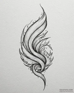 Tat tattoo sketch, fiery smoke twirling upwar... - эскиз тату (№1753129184_0, 21.07.2025 20:19) — Tatufoto.com