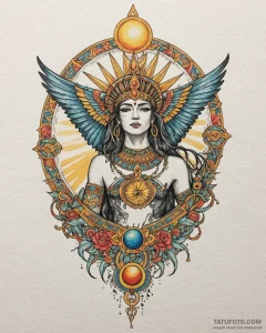 Tat tattoo sketch, ra sun god with falcon hea... - эскиз тату (№1753129440_0, 21.07.2025 20:24) — Tatufoto.com