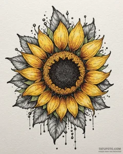 Tat tattoo sketch, bold neotraditional sunflo... - эскиз тату (№1753130030_0, 21.07.2025 20:33) — Tatufoto.com