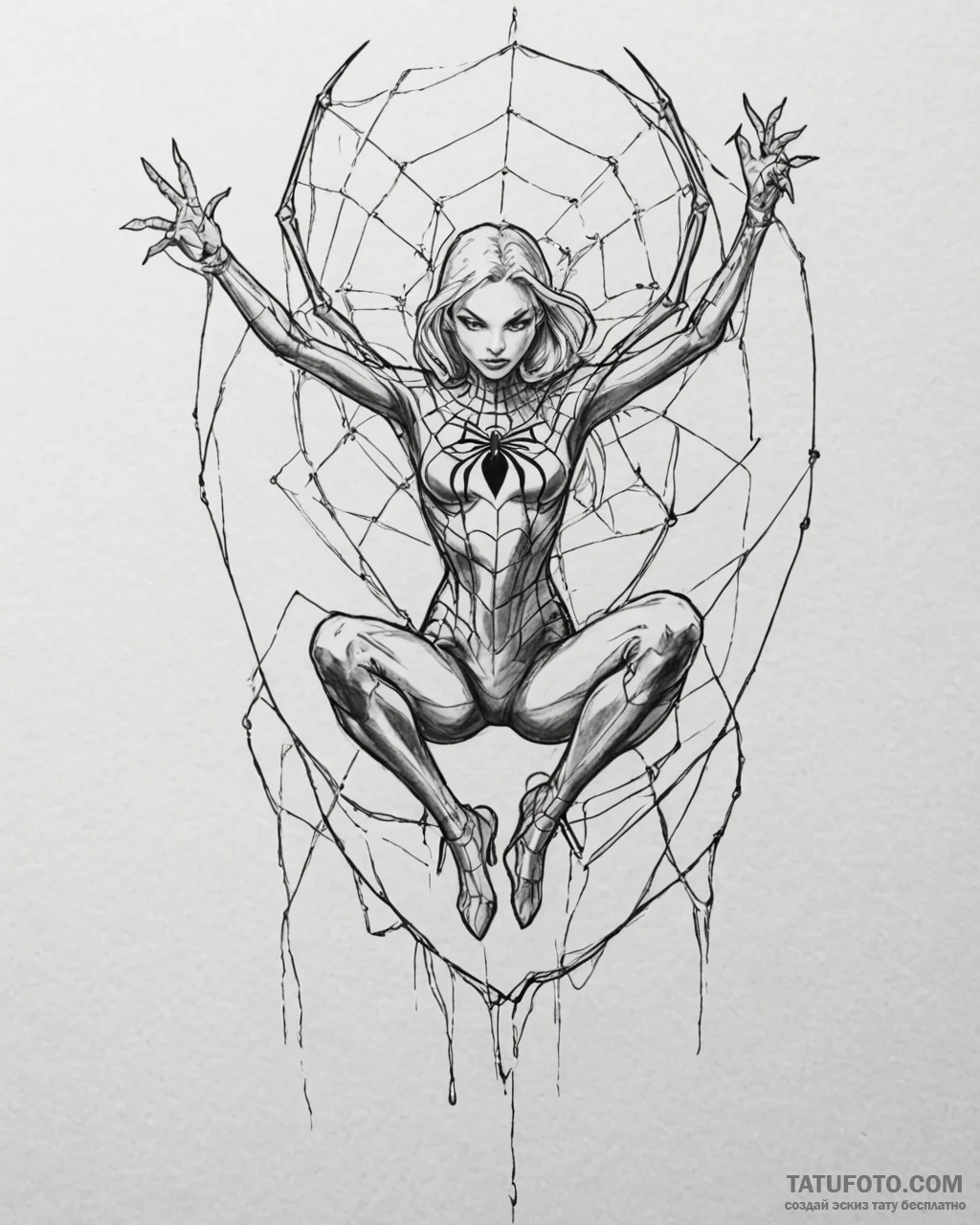 Tattoo sketch, gwen stacy spider-woman with g... - эскиз тату (№1753130201_0, 21.07.2025 20:36) — Tatufoto.com