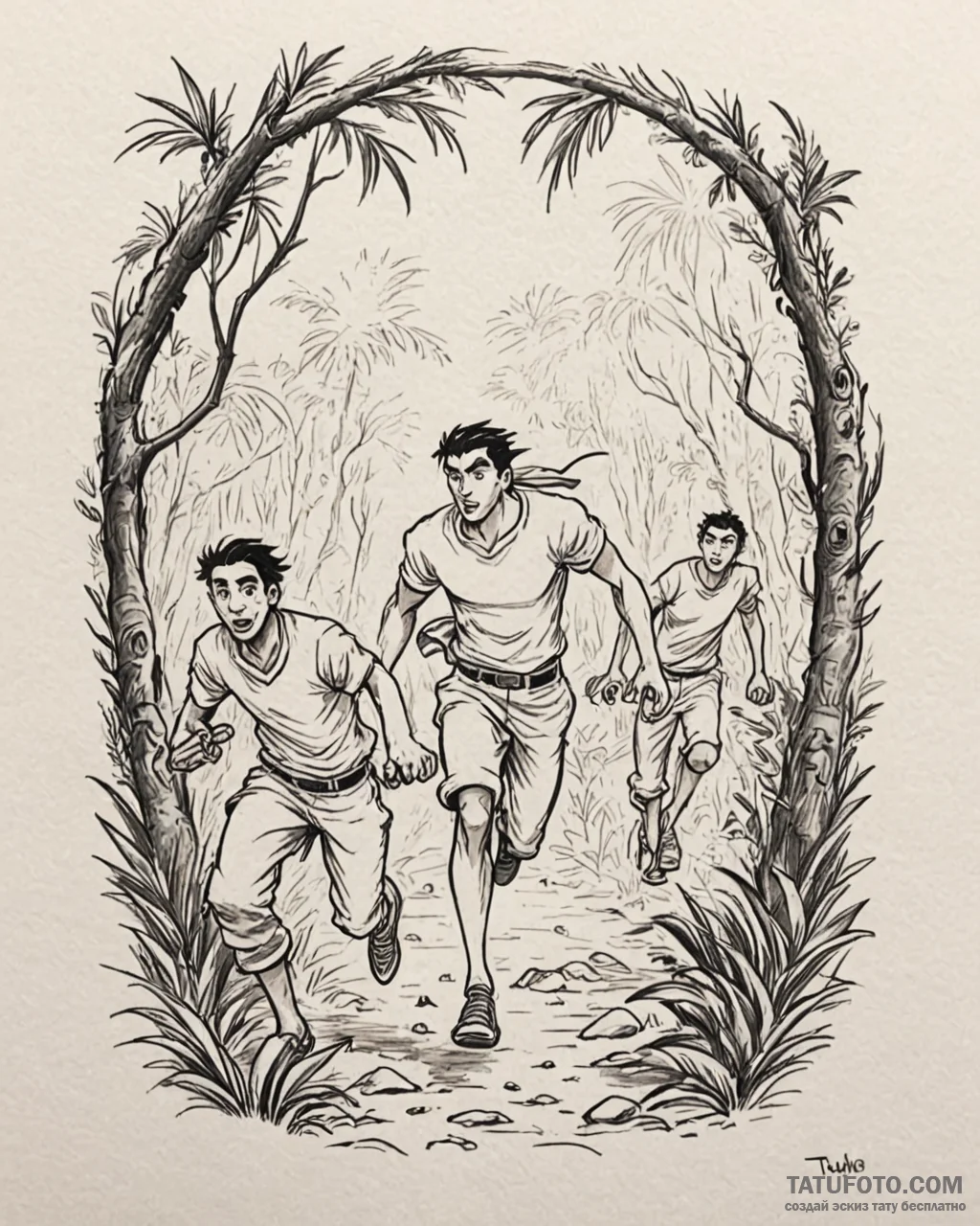 Tattoo sketch, miguel and tulio sneaking thro… — эскиз тату (№1753130371_0, 21.07.2025 20:39) — Tatufoto.com