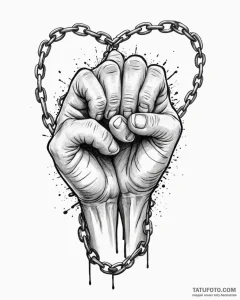 Tat tattoo sketch, rebel’s fist breaking chai... - эскиз тату (№1753130710_0, 21.07.2025 20:45) — Tatufoto.com