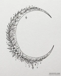 Tattoo sketch, small crescent moon with faint... - эскиз тату (№1753131048_0, 21.07.2025 20:50) — Tatufoto.com