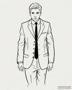 Tat tattoo sketch, businessman’s suit with ti... - эскиз тату (№1753131389_0, 21.07.2025 20:56) — Tatufoto.com