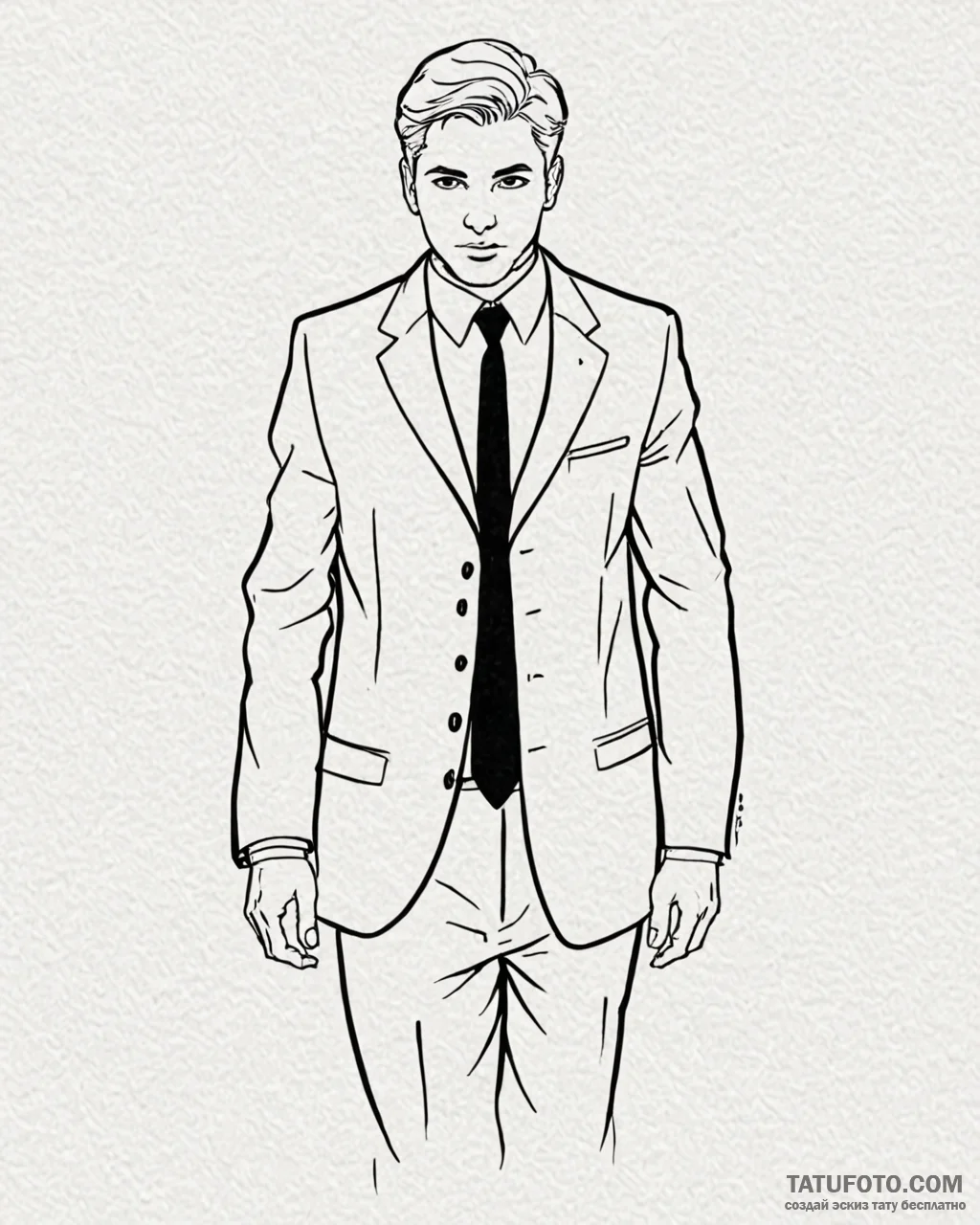 Tat tattoo sketch, businessman’s suit with ti… — эскиз тату (№1753131389_0, 21.07.2025 20:56) — Tatufoto.com