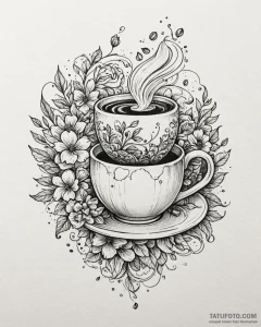 Tat tattoo sketch, barista steam swirling int... - эскиз тату (№1753132751_0, 21.07.2025 21:19) — Tatufoto.com