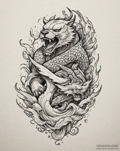 Tattoo sketch, brother bear with flying eagle... - эскиз тату (№1753132923_0, 21.07.2025 21:22) — Tatufoto.com