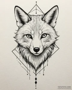 Tattoo sketch, slender fox face with geometri... - эскиз тату (№1753137034_0, 21.07.2025 22:30) — Tatufoto.com