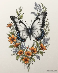 Tat tattoo sketch, butterfly with detailed ve... - эскиз тату (№1753137203_0, 21.07.2025 22:33) — Tatufoto.com