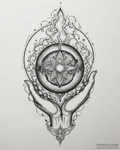 Tat tattoo sketch, mystic holding glowing cry... - эскиз тату (№1753137541_0, 21.07.2025 22:39) — Tatufoto.com