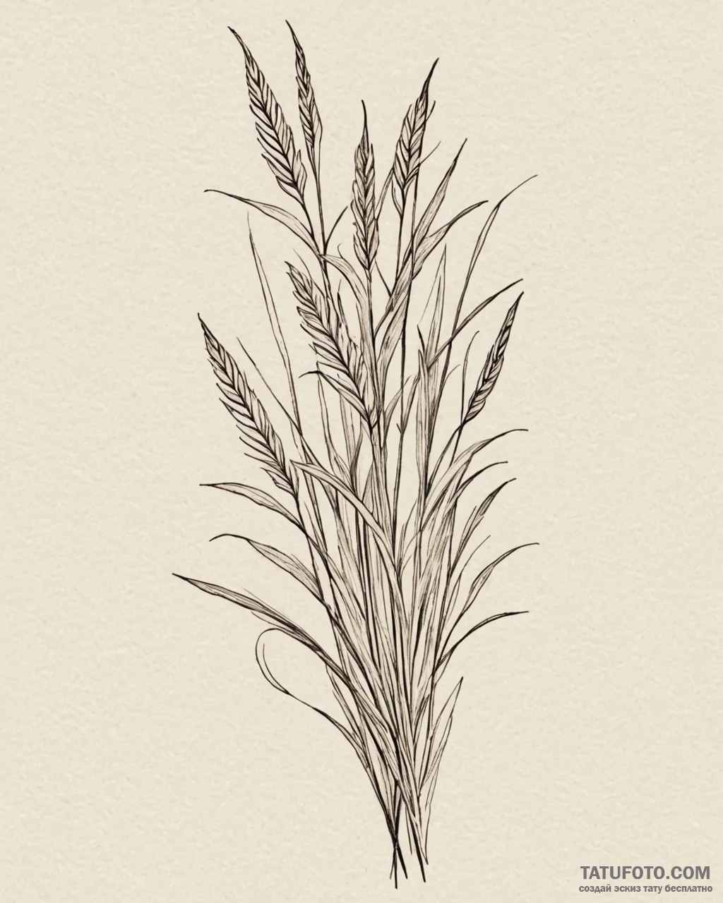 Tattoo sketch, tall reeds waving with gentle... - эскиз тату (№1753138050_0, 21.07.2025 22:47) — Tatufoto.com