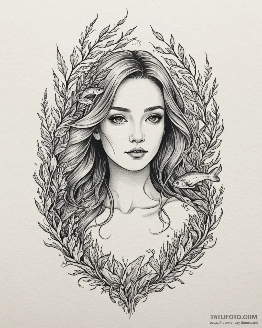 Tat tattoo sketch, bronagh surrounded by seaw... - эскиз тату (№1753138473_0, 21.07.2025 22:54) — Tatufoto.com