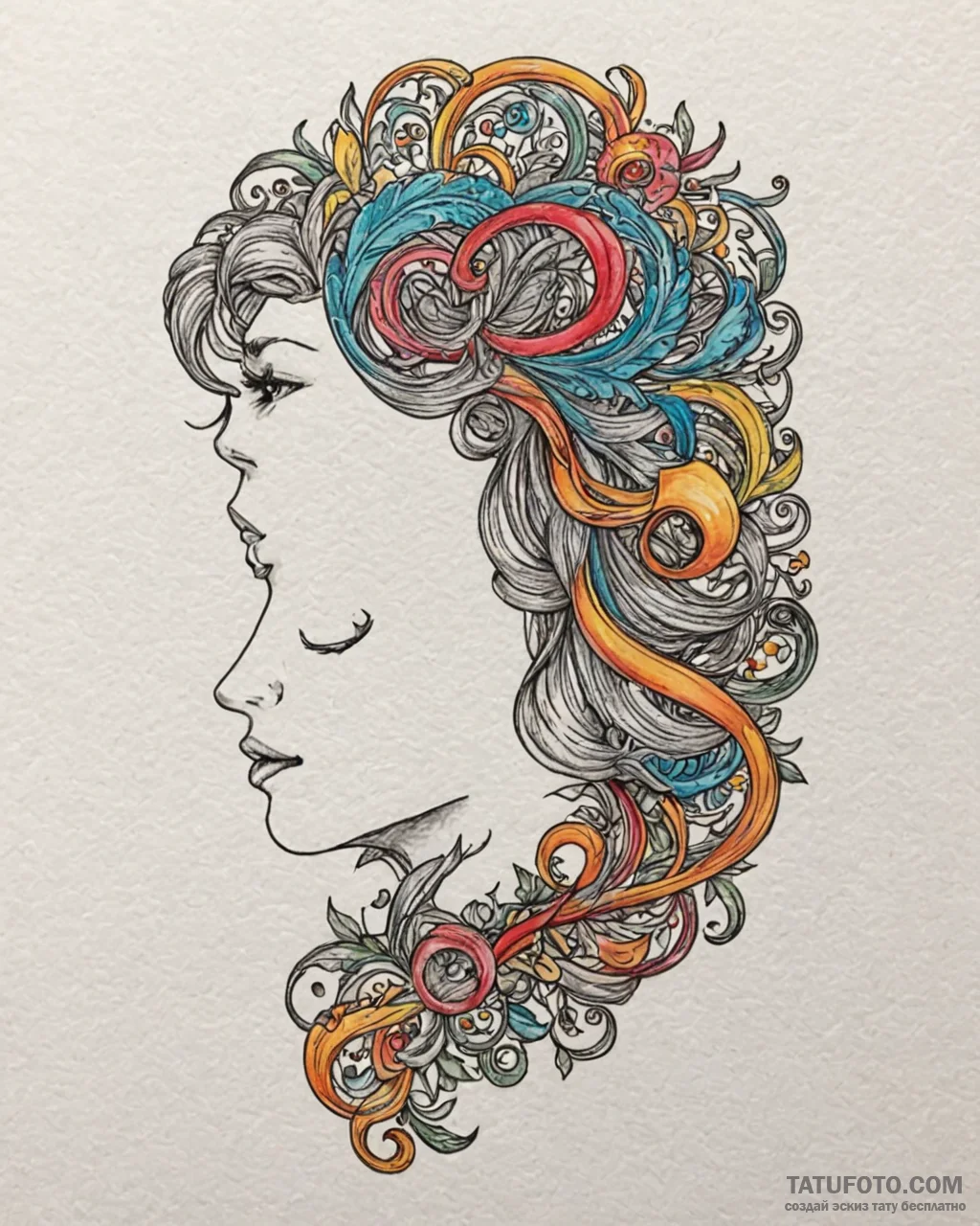 флорист, artistic tattoo sketch, on a clean w... - эскиз тату (№1753138642_0, 21.07.2025 22:57) — Tatufoto.com