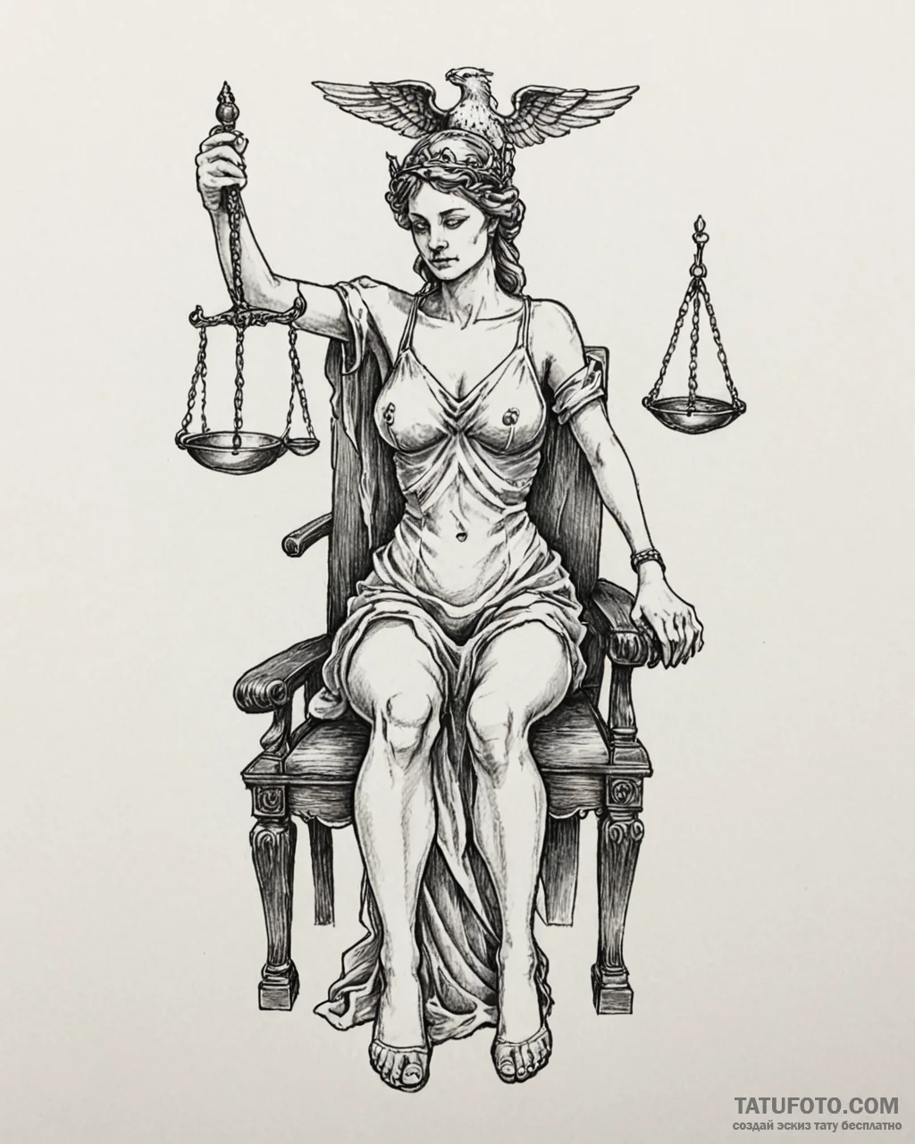 Tat tattoo sketch, judge’s chair with balance... - эскиз тату (№1753138982_0, 21.07.2025 23:03) — Tatufoto.com