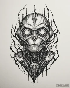 Tattoo sketch, robot army eyes glowing in dar... - эскиз тату (№1753139066_0, 21.07.2025 23:04) — Tatufoto.com