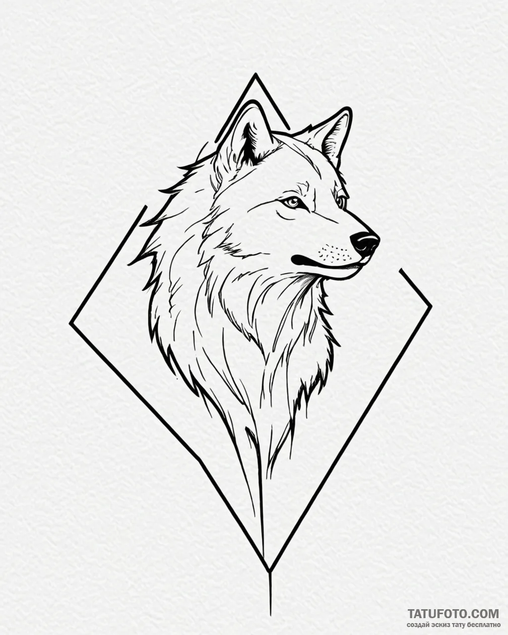 Tattoo sketch, minimalistic wolf silhouette w... - эскиз тату (№1753139322_0, 21.07.2025 23:08) — Tatufoto.com