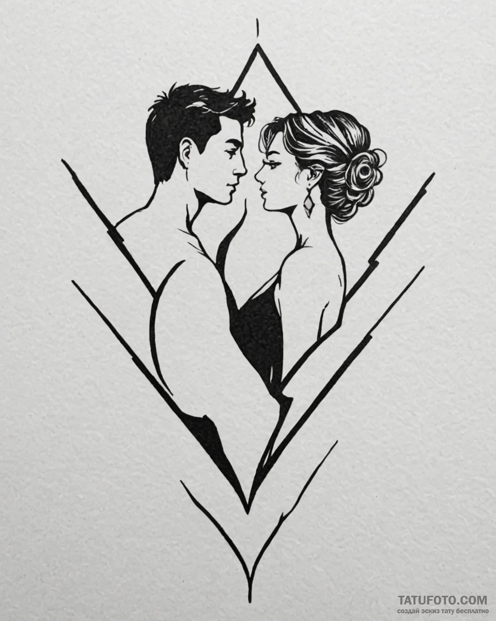 Tat tattoo sketch, maria and manolo silhouett... - эскиз тату (№1753139493_0, 21.07.2025 23:11) — Tatufoto.com