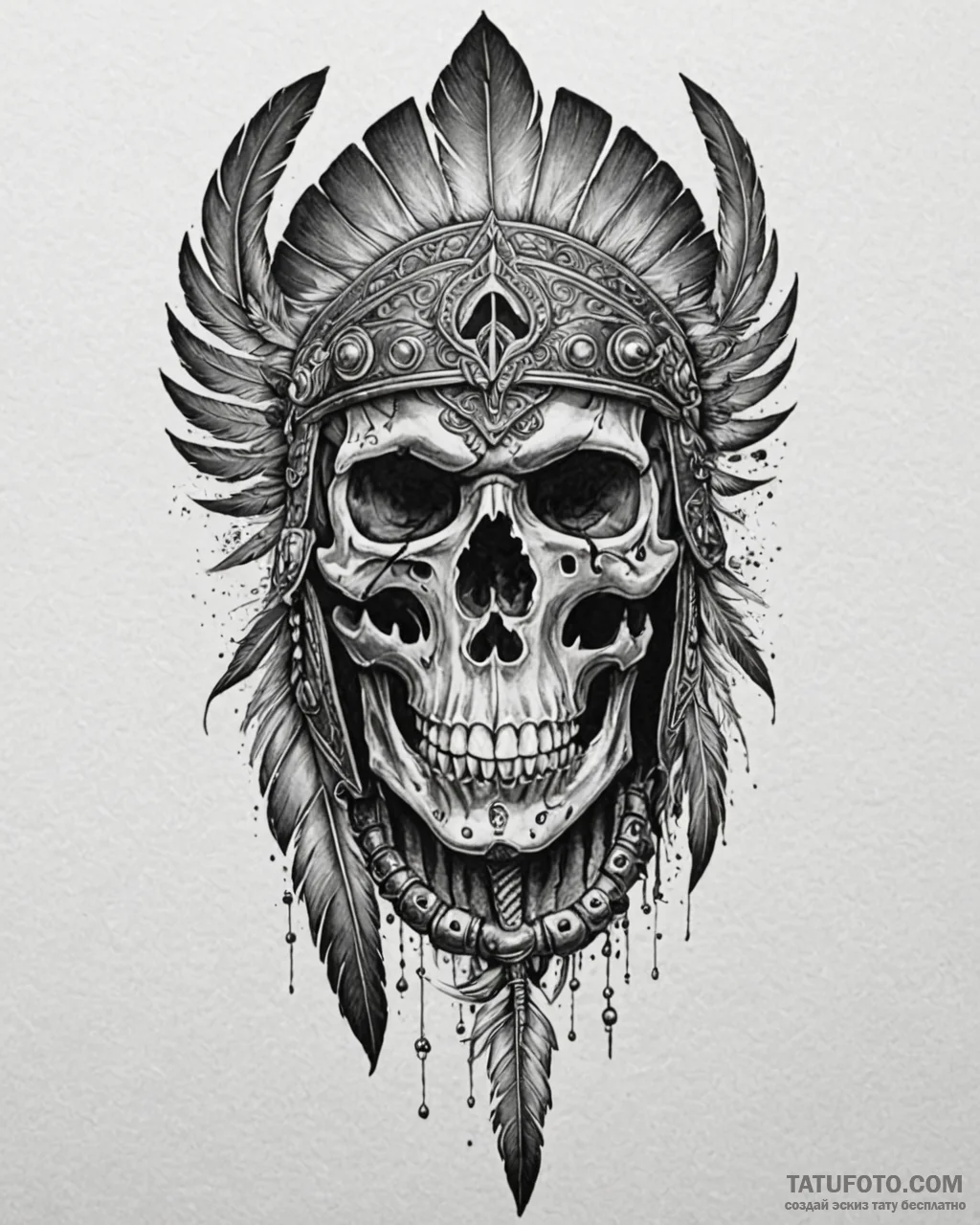 Tattoo sketch, skull wearing ancient warrior... - эскиз тату (№1753140005_0, 21.07.2025 23:20) — Tatufoto.com