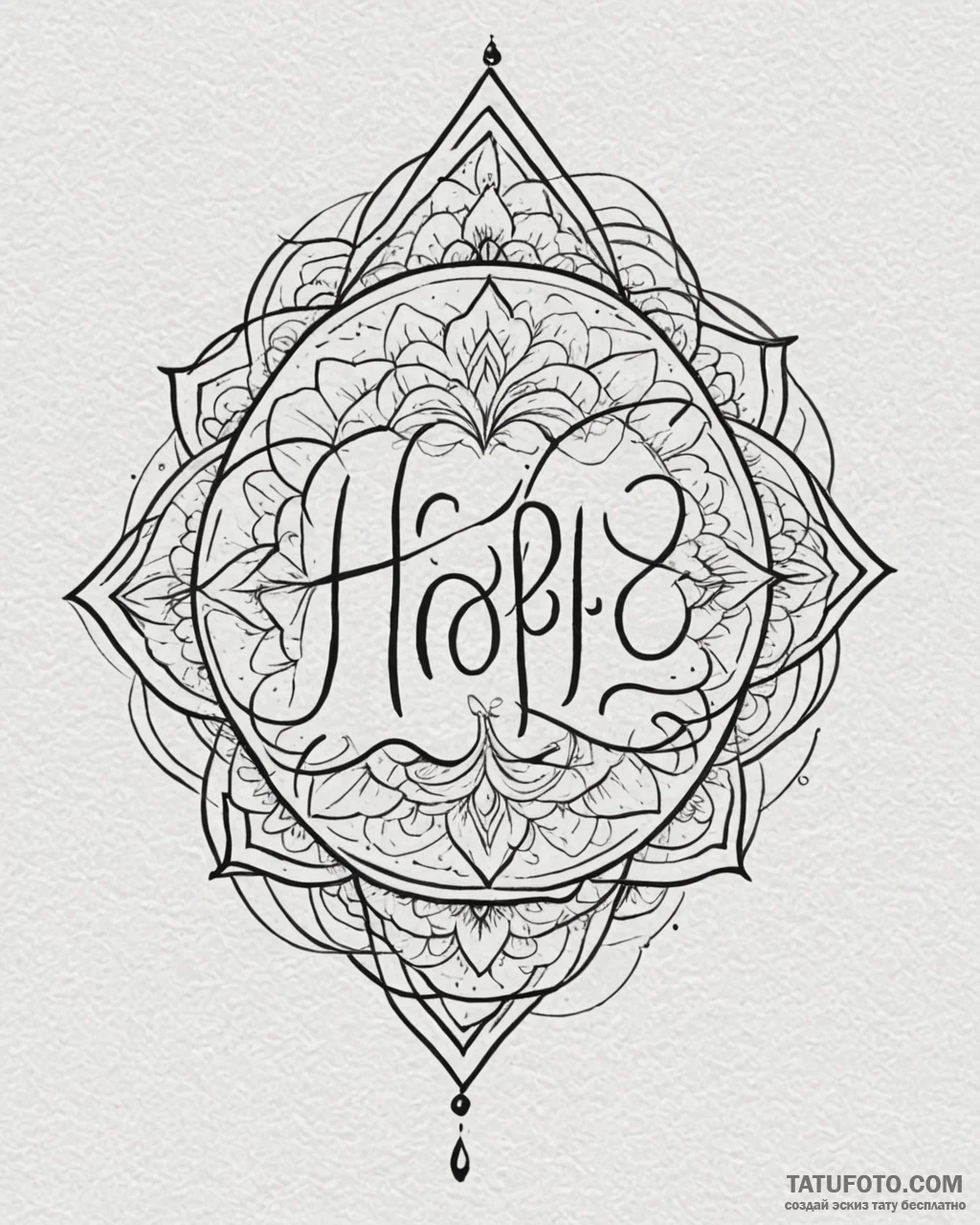 Tattoo sketch, clean calligraphic “hope” word... - эскиз тату (№1753140177_0, 21.07.2025 23:22) — Tatufoto.com