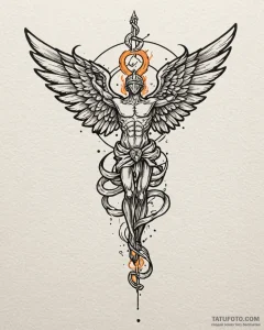 Tattoo sketch, minimalist hermes silhouette w... - эскиз тату (№1753140352_0, 21.07.2025 23:25) — Tatufoto.com