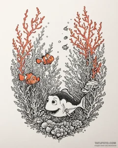 Eskiz.to, tattoo sketch, nemo smiling with co... - эскиз тату (№1753140440_0, 21.07.2025 23:27) — Tatufoto.com