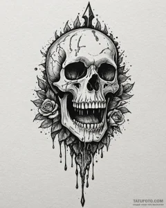Tat tattoo sketch, skull pierced by jeweled d... - эскиз тату (№1753140610_0, 21.07.2025 23:30) — Tatufoto.com