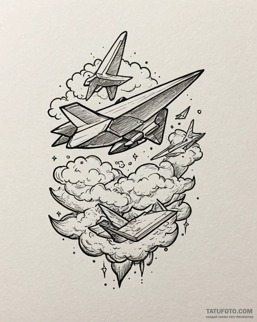 Tat tattoo sketch, dreamer with floating pape... - эскиз тату (№1753141121_0, 21.07.2025 23:38) — Tatufoto.com