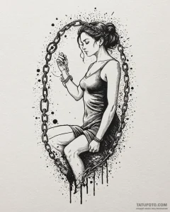 Tattoo sketch, luisa’s silhouette breaking ch... - эскиз тату (№1753141291_0, 21.07.2025 23:41) — Tatufoto.com