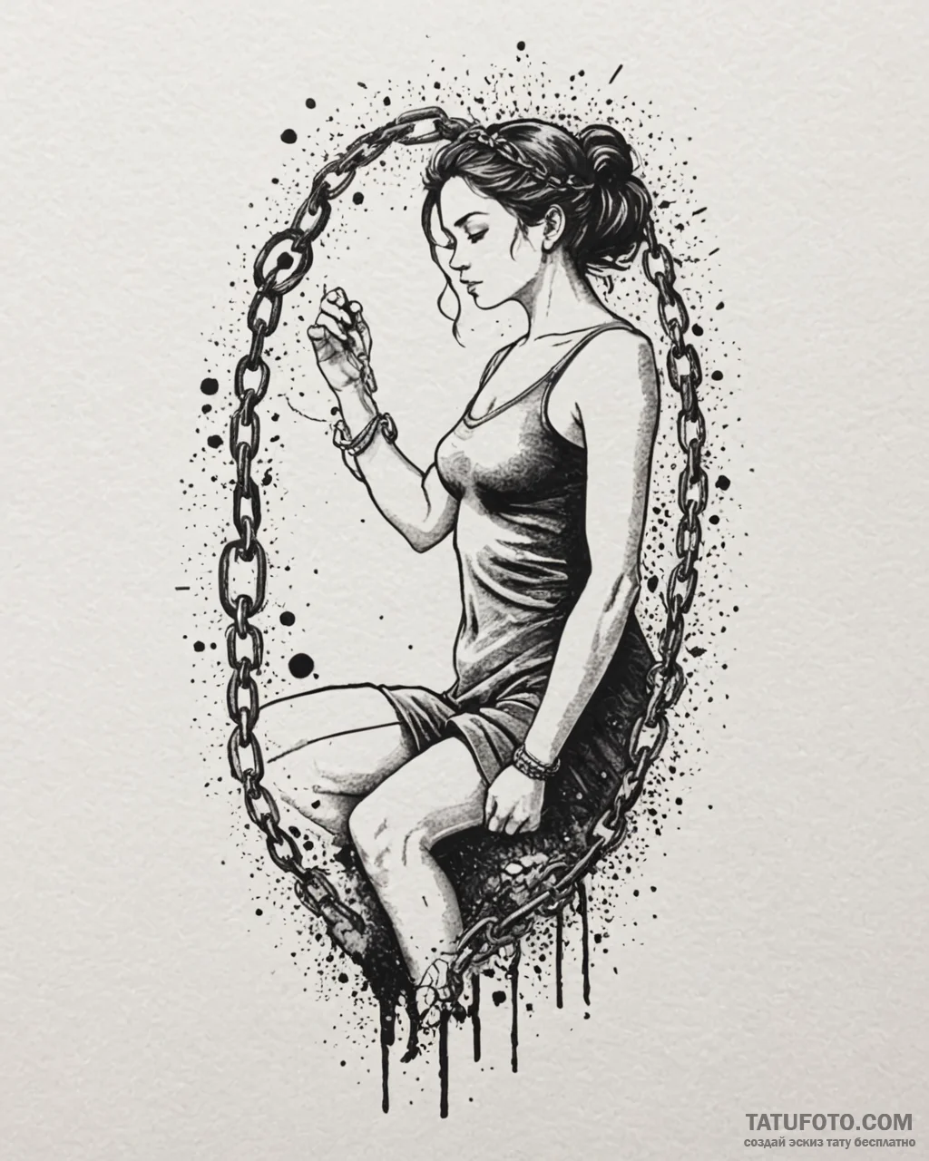 Tattoo sketch, luisa’s silhouette breaking ch... - эскиз тату (№1753141291_0, 21.07.2025 23:41) — Tatufoto.com