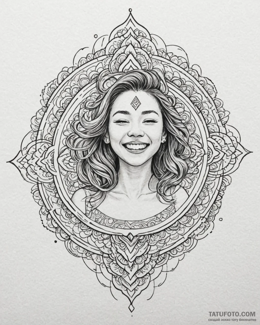 Tattoo sketch, mei lee laughing with fiery au... - эскиз тату (№1753141971_0, 21.07.2025 23:52) — Tatufoto.com