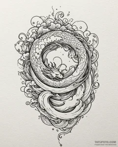 Tat tattoo sketch, flowing lines and waves mi... - эскиз тату (№1753142227_0, 21.07.2025 23:57) — Tatufoto.com