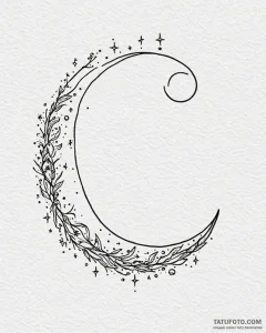 Tattoo sketch, tiny crescent moon intertwined... - эскиз тату (№1753142566_0, 22.07.2025 00:02) — Tatufoto.com
