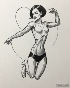 Tattoo sketch, elastigirl stretching arms wit... - эскиз тату (№1753142906_0, 22.07.2025 00:08) — Tatufoto.com