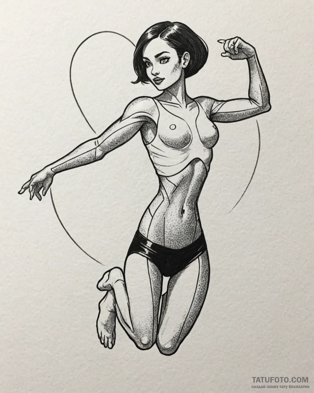 Tattoo sketch, elastigirl stretching arms wit... - эскиз тату (№1753142906_0, 22.07.2025 00:08) — Tatufoto.com