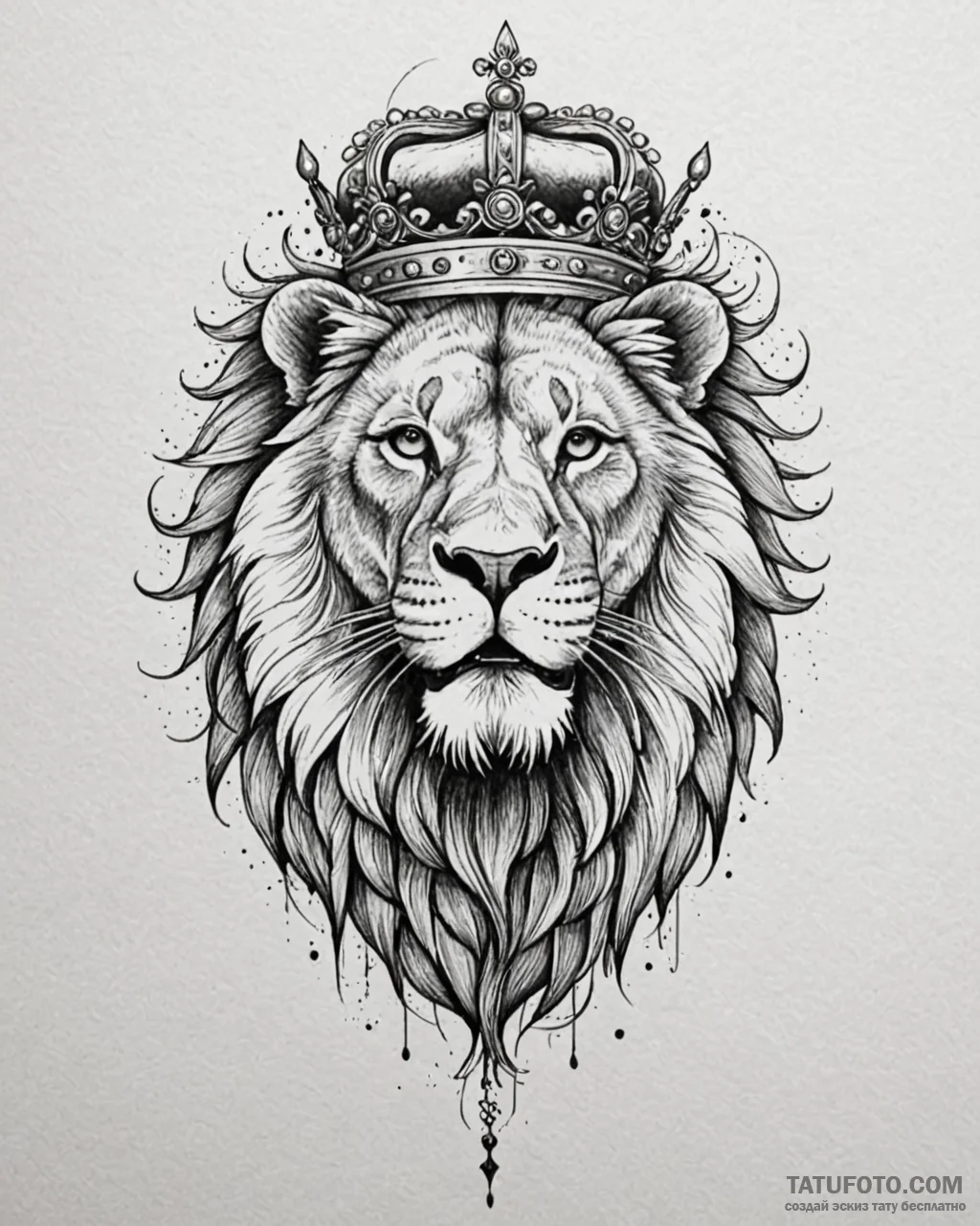Tattoo sketch, roaring lion head with crown a... - эскиз тату (№1753143078_0, 22.07.2025 00:11) — Tatufoto.com