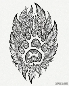 Tattoo sketch, spirit paw prints with feather... - эскиз тату (№1753143332_0, 22.07.2025 00:15) — Tatufoto.com