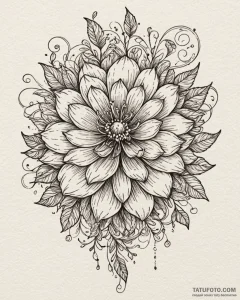 Tat tattoo sketch, whimsical oversized flower... - эскиз тату (№1753144184_0, 22.07.2025 00:29) — Tatufoto.com