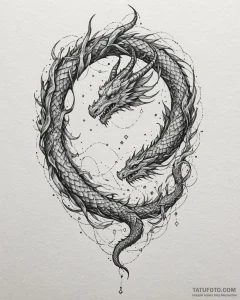 Tattoo sketch, dragon entwined with glowing c... - эскиз тату (№1753144830_0, 22.07.2025 00:40) — Tatufoto.com