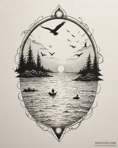 Tat tattoo sketch, fisherman’s boat silhouett... - эскиз тату (№1753144916_0, 22.07.2025 00:41) — Tatufoto.com