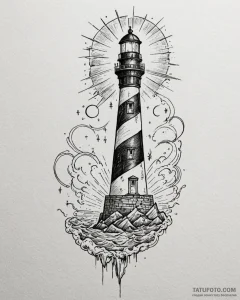 Tat tattoo sketch, lighthouse light beam proj... - эскиз тату (№1753145087_0, 22.07.2025 00:44) — Tatufoto.com
