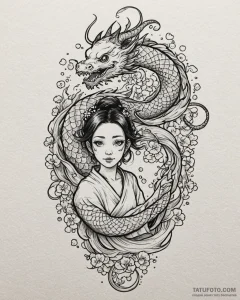 Tattoo sketch, coraline walking down dark hal... - эскиз тату (№1753145257_0, 22.07.2025 00:47) — Tatufoto.com
