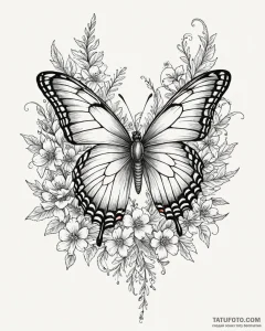 Tat tattoo sketch, colorful butterfly resting... - эскиз тату (№1753145342_0, 22.07.2025 00:49) — Tatufoto.com