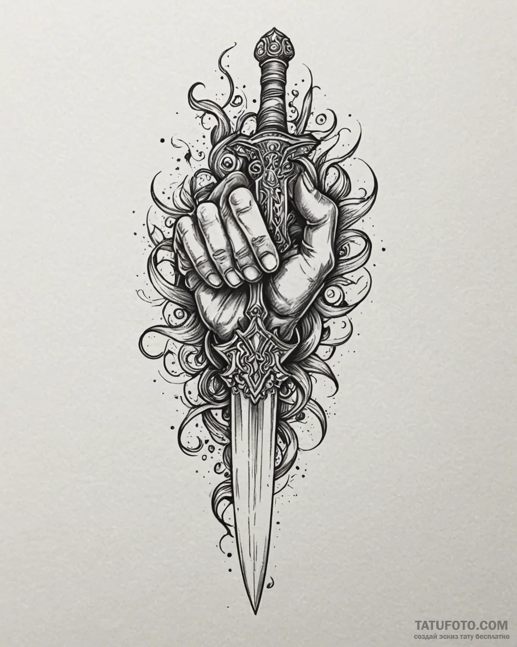 Tat tattoo sketch, ballister’s hand gripping... - эскиз тату (№1753145426_0, 22.07.2025 00:50) — Tatufoto.com