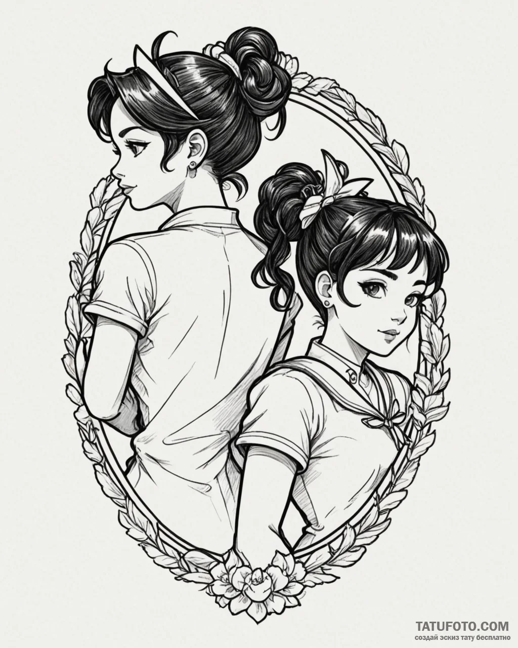 Tattoo sketch, ralph and vanellope silhouette... - эскиз тату (№1753146191_0, 22.07.2025 01:03) — Tatufoto.com